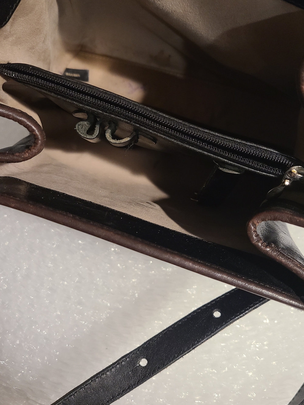 Brahmin Brown Croc-Embossed Flap Black Leather Crossbody - Picture 6 of 9